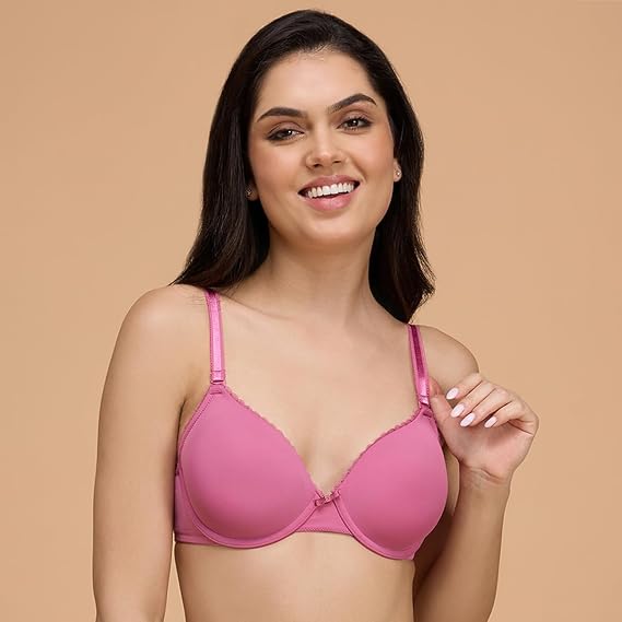 NYKD Women’s Cotton Blend Wired Padded T-Shirt Bra Casual Everyday Comfort & Support
